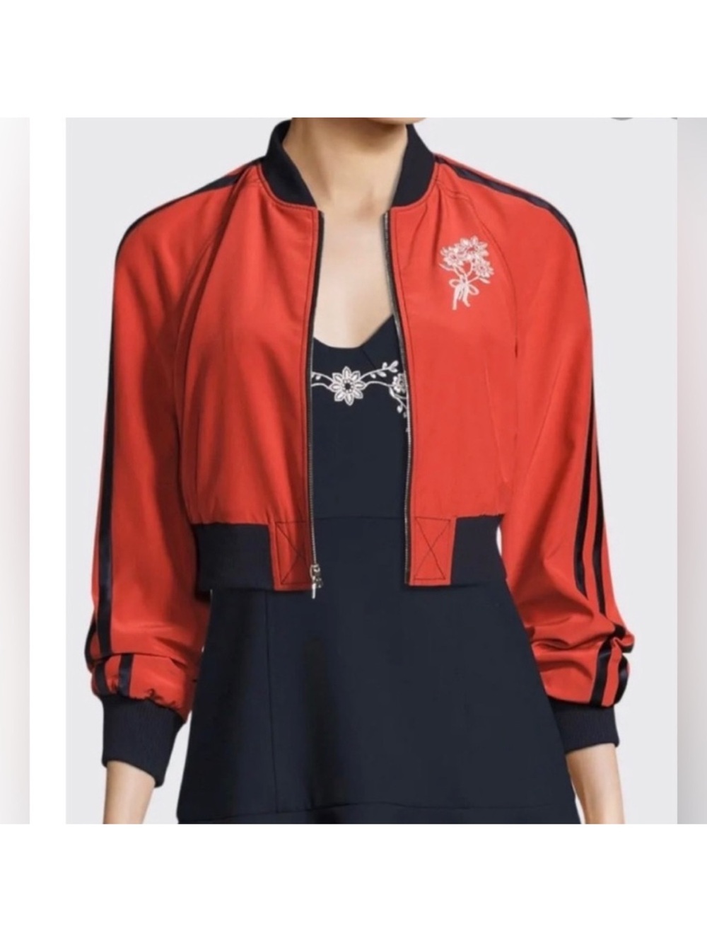 Cinq a sept savage silk bomber jacket size small